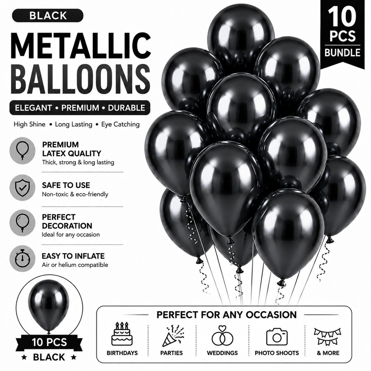 Metallic Chrome Balloon - Pack of 10