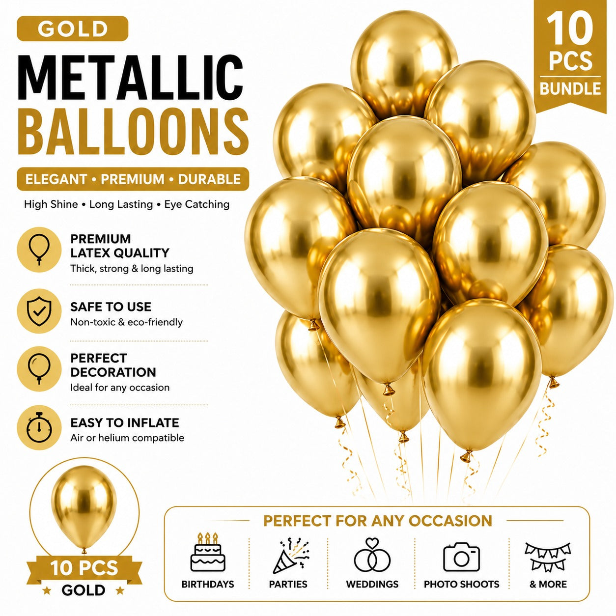 Metallic Chrome Balloon - Pack of 10