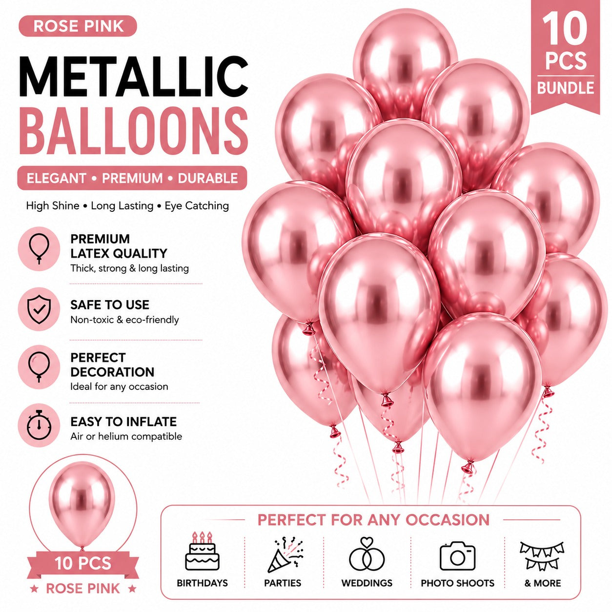 Metallic Chrome Balloon - Pack of 10