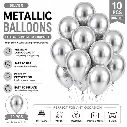 Metallic Chrome Balloon - Pack of 10