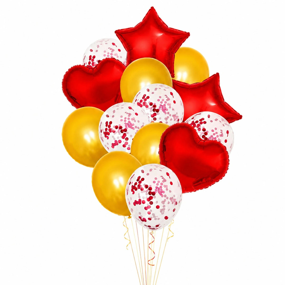 Confetti Balloons Set 14 pcs | Star Balloons Latex Balloons Heart Foil Balloons