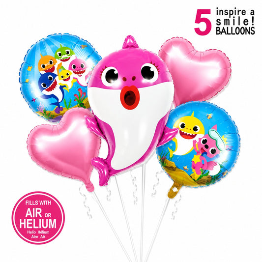 Baby Shark 5 Pcs Character Foil Balloon