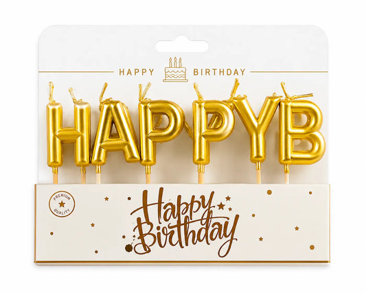 Happy Birthday Candle Gold