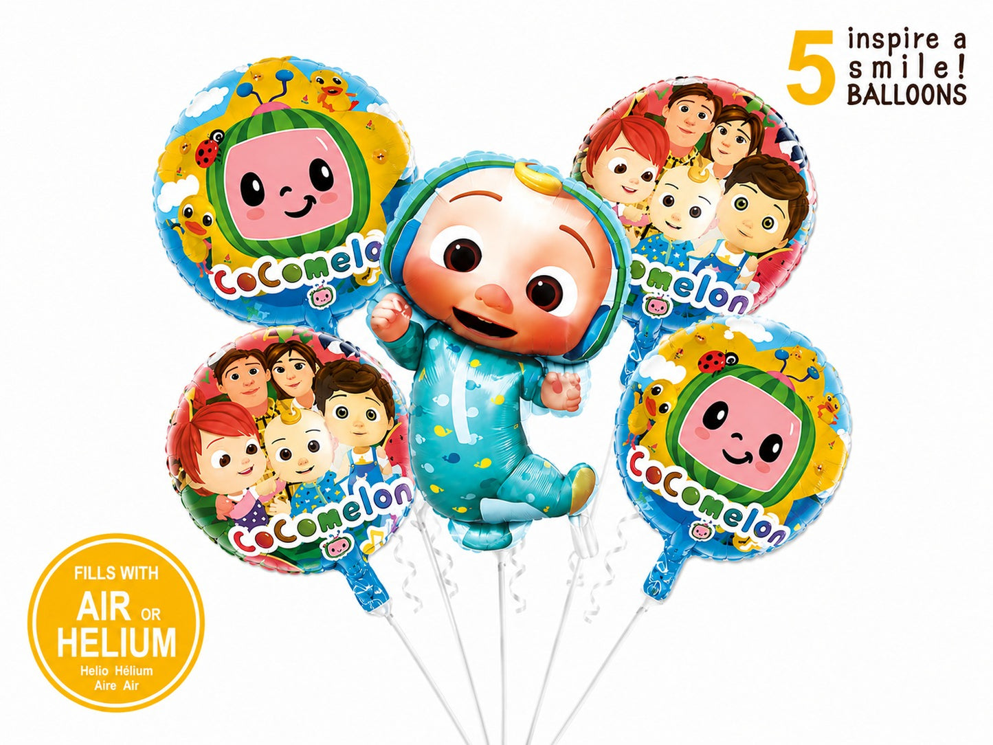 Cocomelon 5 Pcs Character Foil Balloon