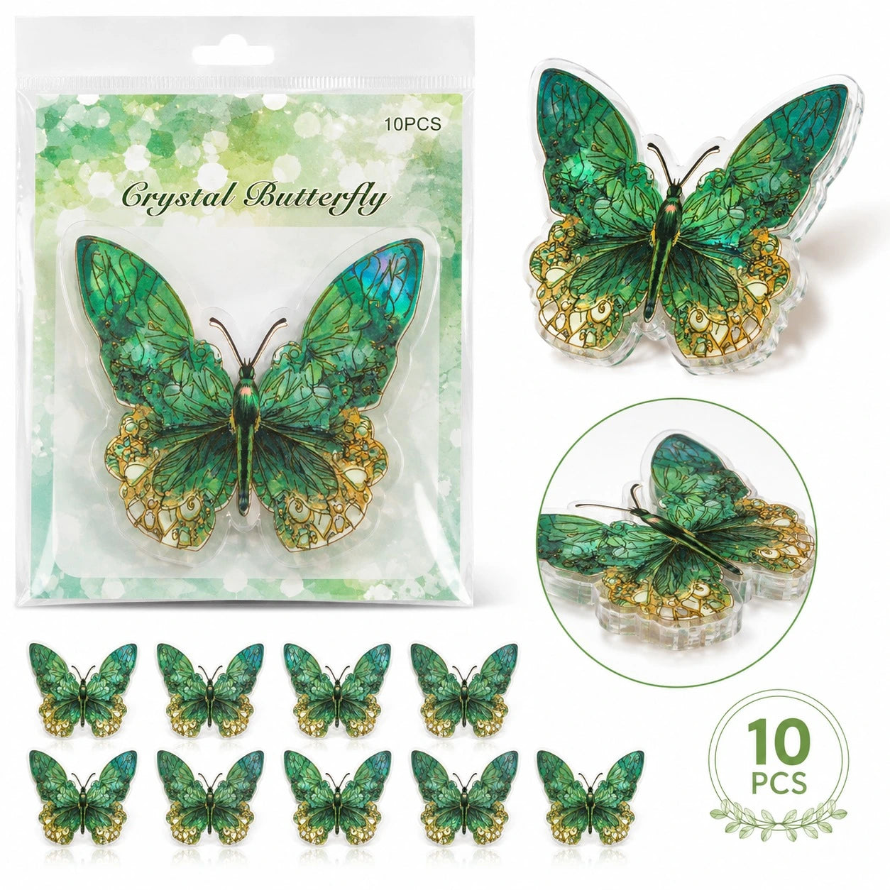 Ice Crystal 3d Butterfly Decoration - Pack of 10