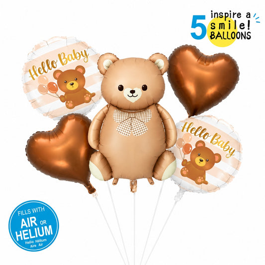 Hello Baby with Bear 5 Pcs Character Foil Balloon