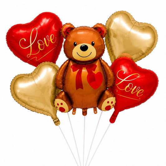 Love Bear with 5 Pcs Character Balloon