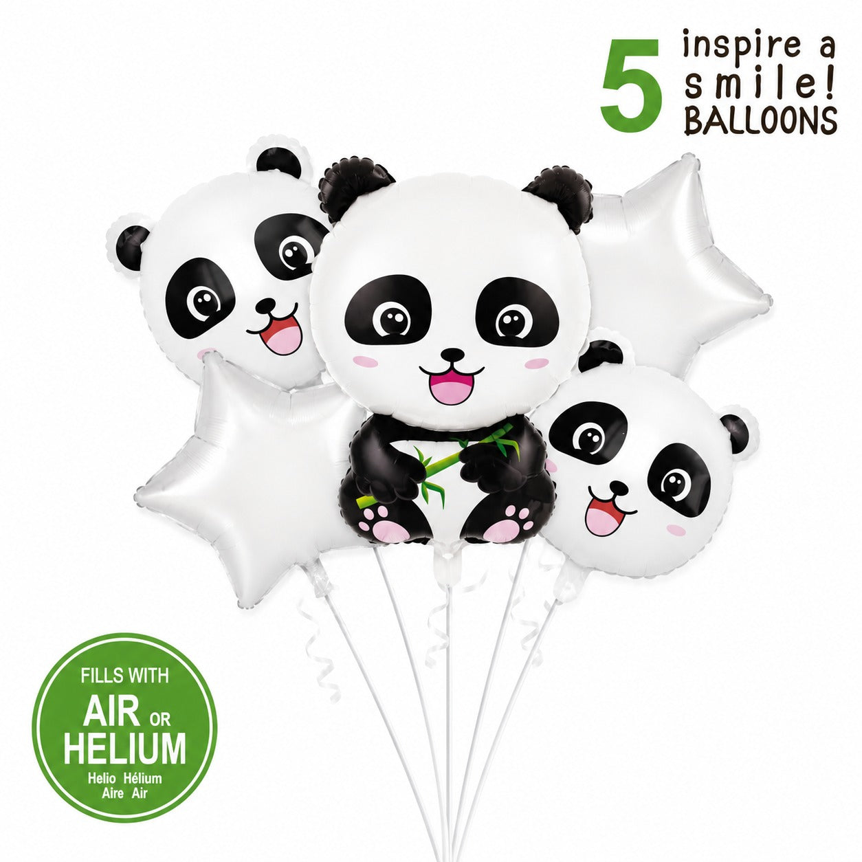 Panda 5 Pcs Character Foil Balloon